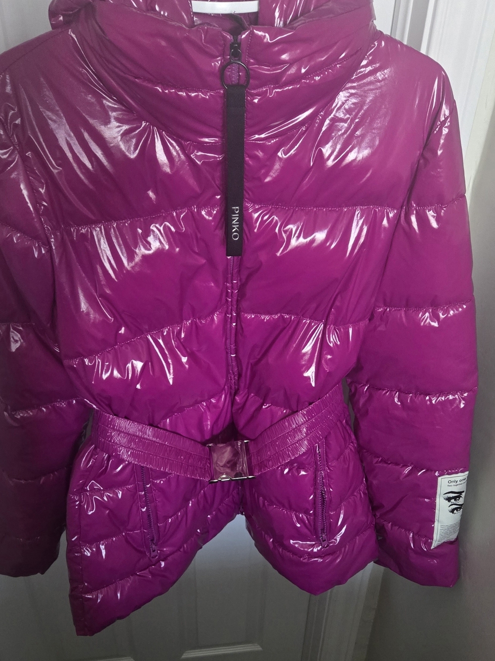 PINKO Women's Puffer Jacket with Belt - Size S